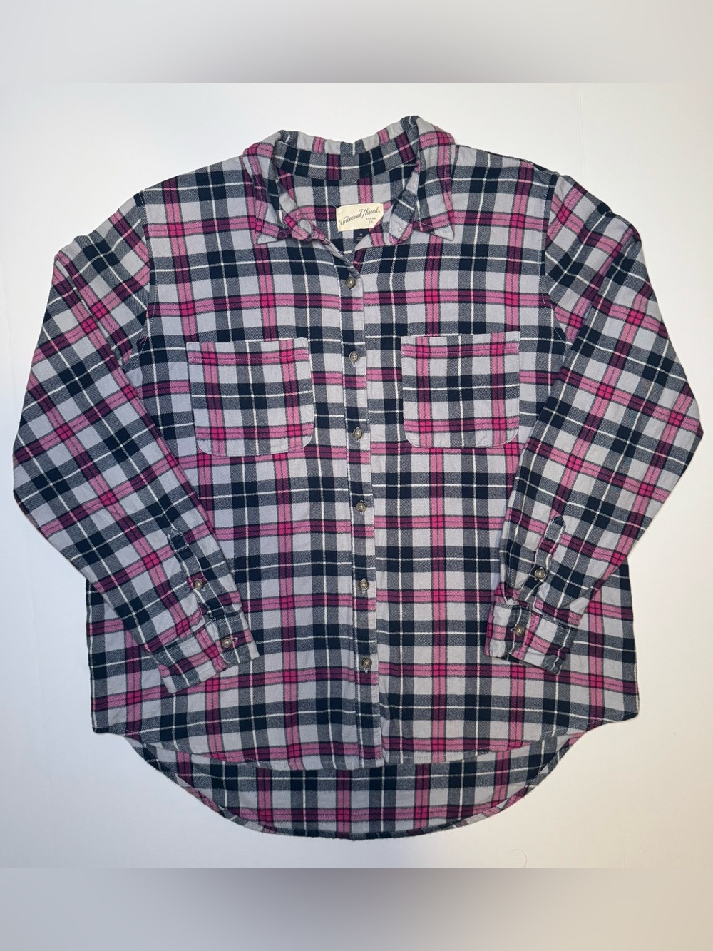 Universal Thread Oversized Flannel Long Sleeve Collared Button-Down Shirt